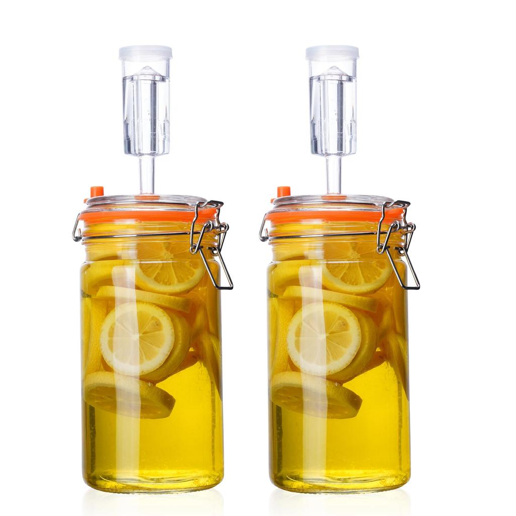 2-Piece 1L Glass Fermentation Set – Pickling Jar with Weights and Airlock for Sauerkraut, Kimchi, Kombucha, and Pickles