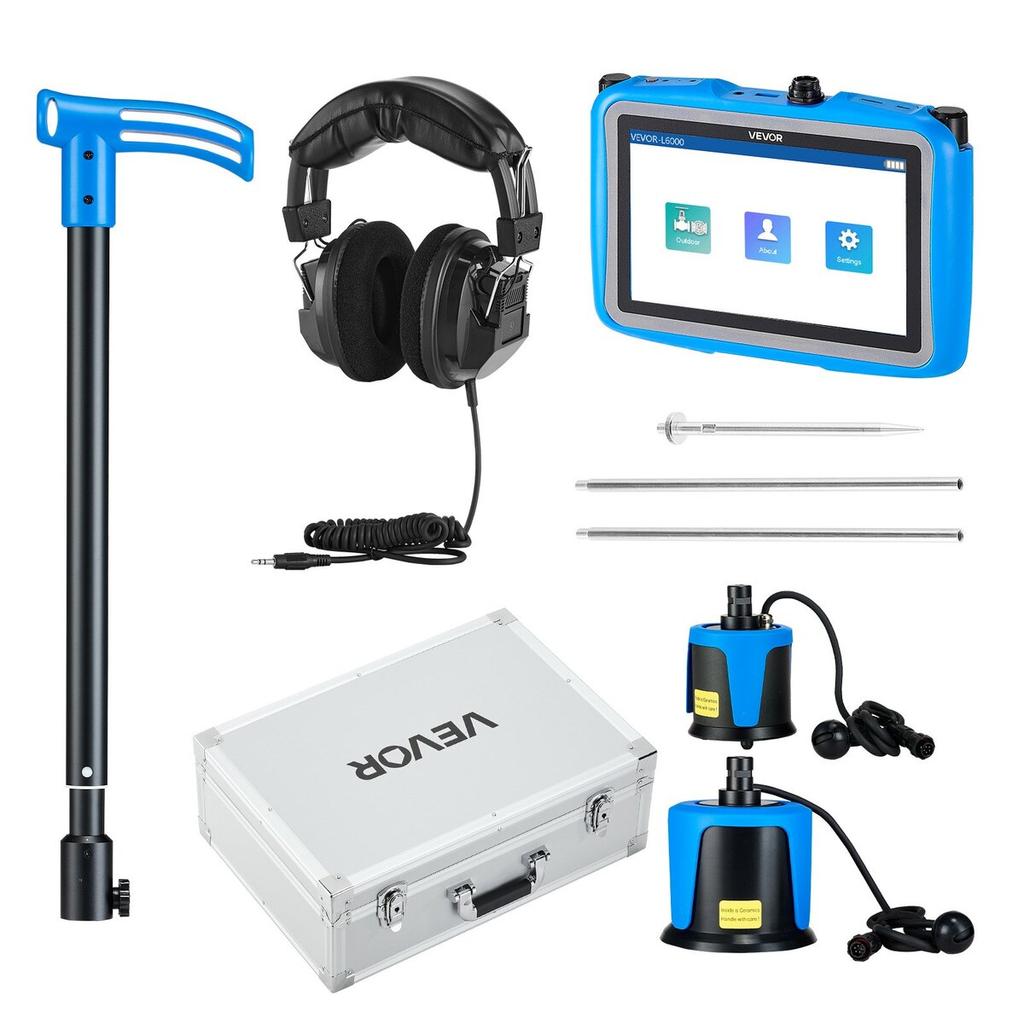 Rohrwasserleckdetektor für den Außenbereich, 1Hz-10000Hz, LCD-Touchscreen-Leckerkennungs-Locator für 5m unterirdische Rohrleitungen - mit mittleren und großen Sonden