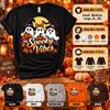 Spooky Vibes Halloween Ghost Pumpkin Graphic Tee Black Unisex Crew S