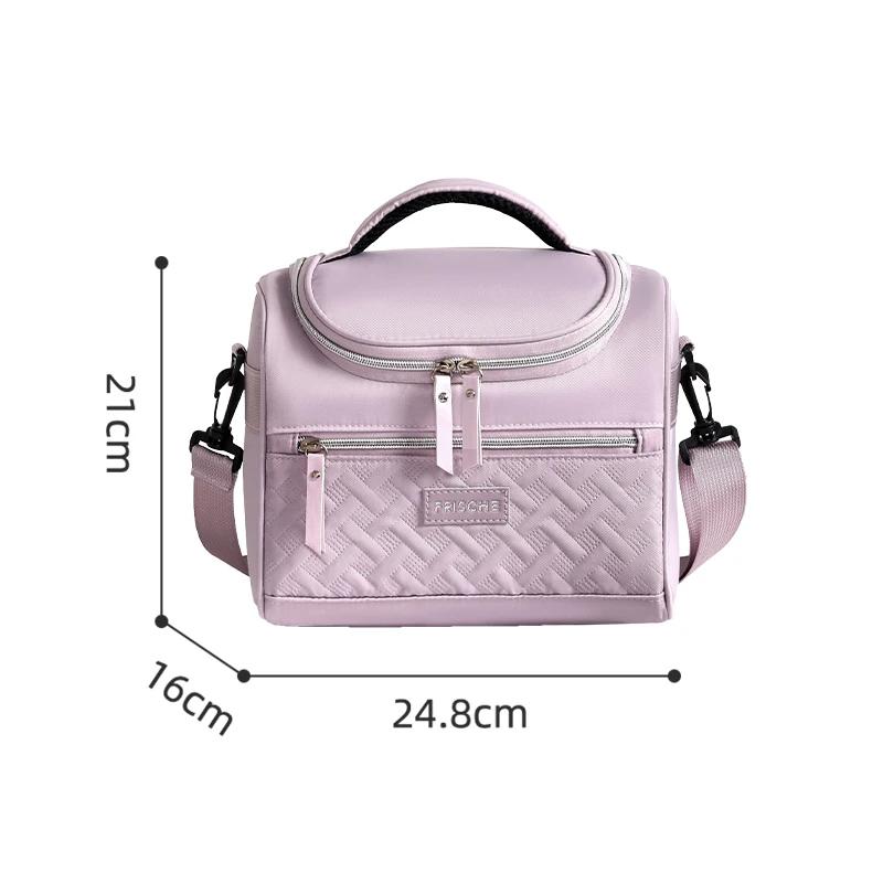 1Pc Large Insulated Lunch Bag Cooler Hand Washable Durable Polyester Lunch Box with Padded Shoulder Strap for Work School Picnic