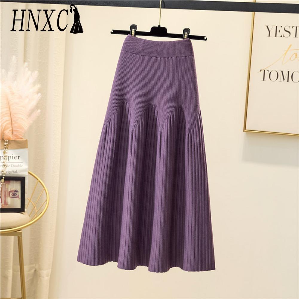HNXC Women's Fashion Casual Solid Color Print Summer Spring Skirt