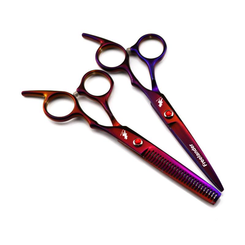 Hair Scissors 6" Japan Stainless Purple Hair Cutting Scissors Barber Thinning Shears Haircut Set for Hairdressing Dropshipping