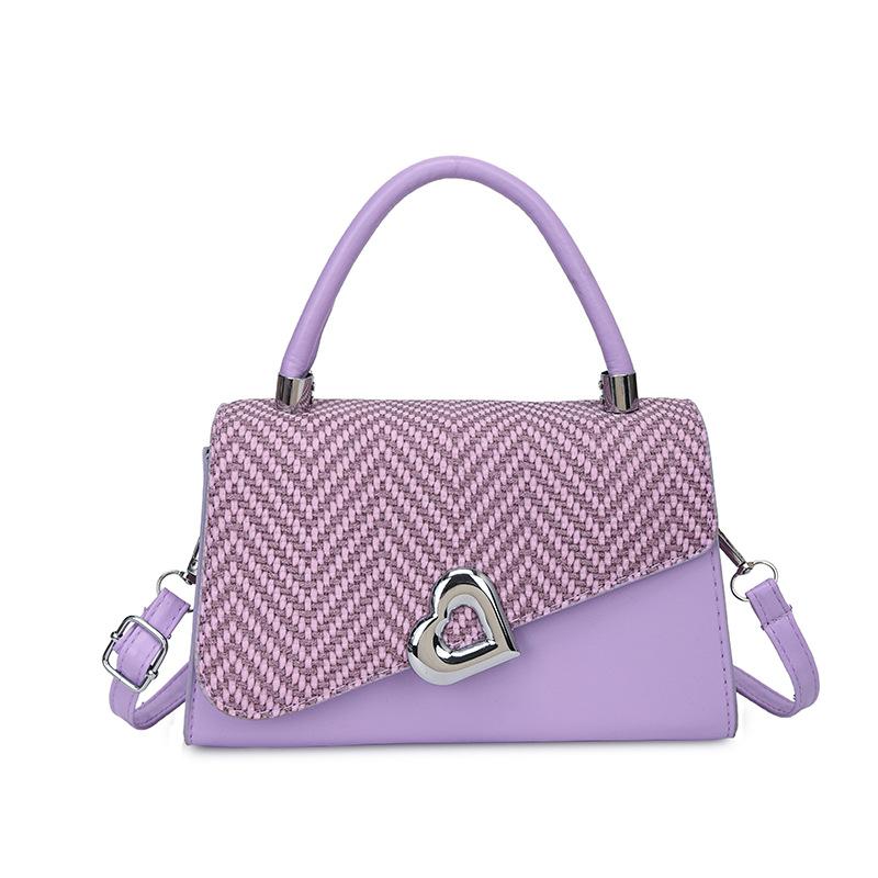 

New dinner splicing summer largecapacity women s love decoration portable messenger small square bag фіолетовий