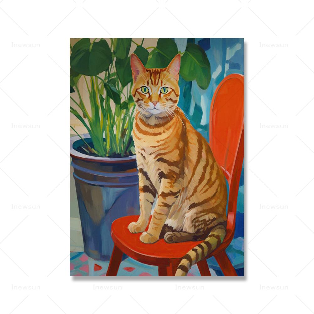 

Винтажный принт Женщина с кошкой Настенная живопись Домашний декор Эклектичный интерьер Бохо Картина с домашними животными Идея подарка на новоселье Портретный постер 21x30cm No Framed