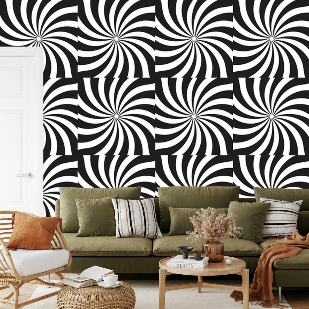 Hippie Wallpaper Background Graphite and White for Living Room and Bedroom 50x1000