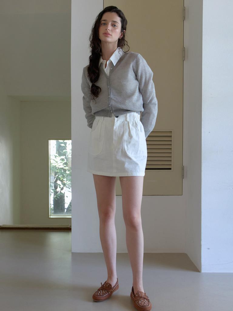 Elssibeui Soft Cotton Mini Skirt_White