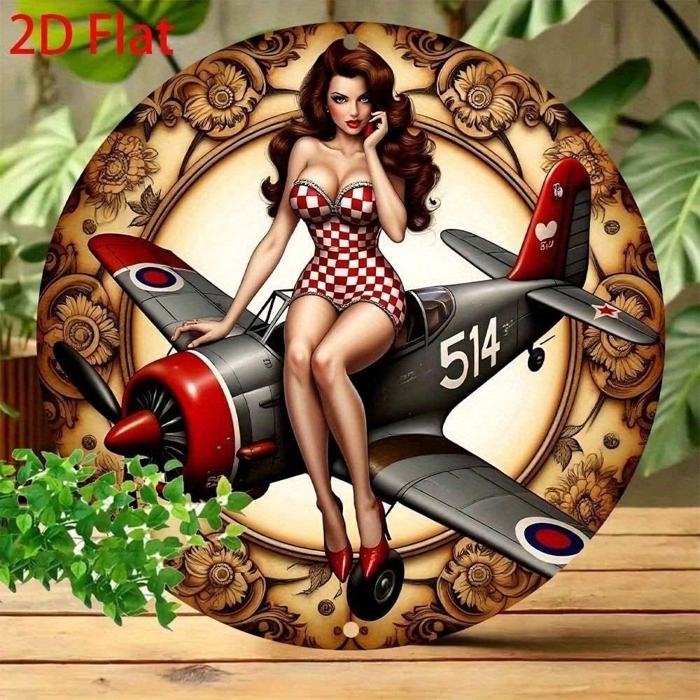 Metall Wandkunst Vintage Flugzeug Blechschild 20x20 cm für Cafe Garage Dekor