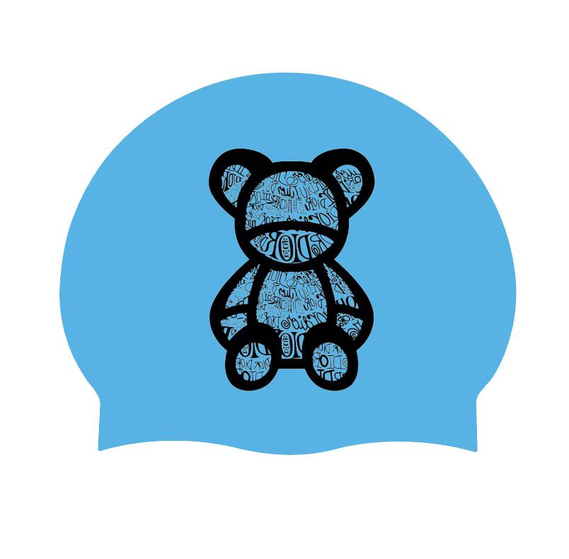 Women's Long Hair Silicone Swim Cap with Racing Pattern for Large Sizes