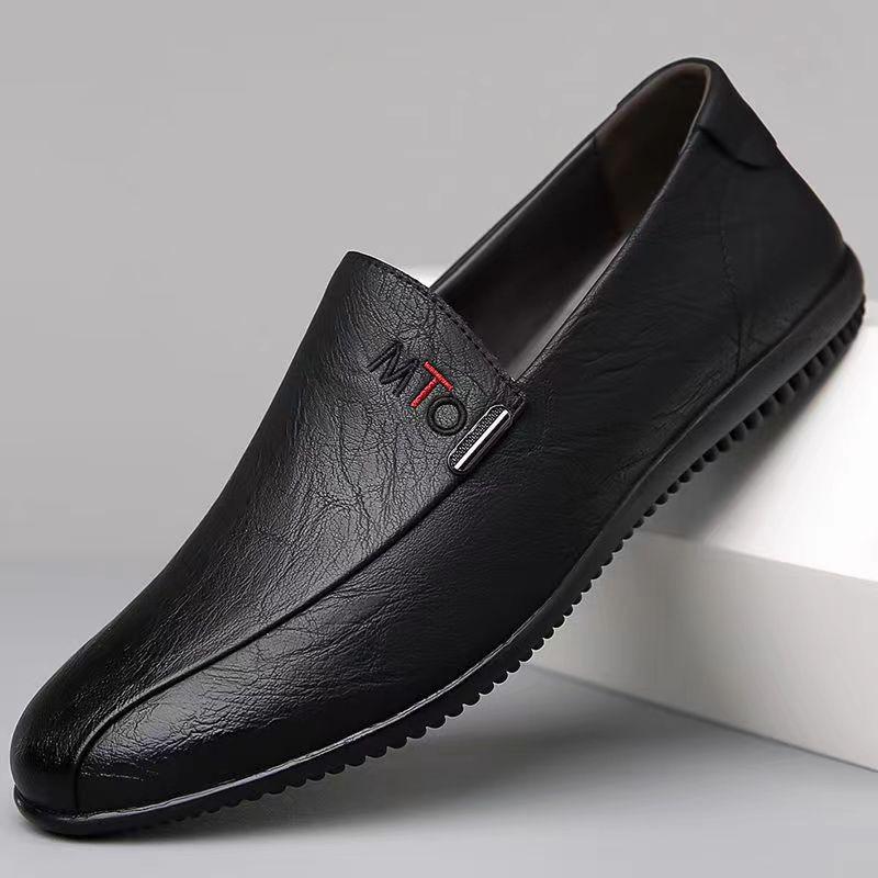 Men's 2024 new breathable casual Doudou shoes one-pedal leather shoes soft sole soft surface driving casual men's shoes