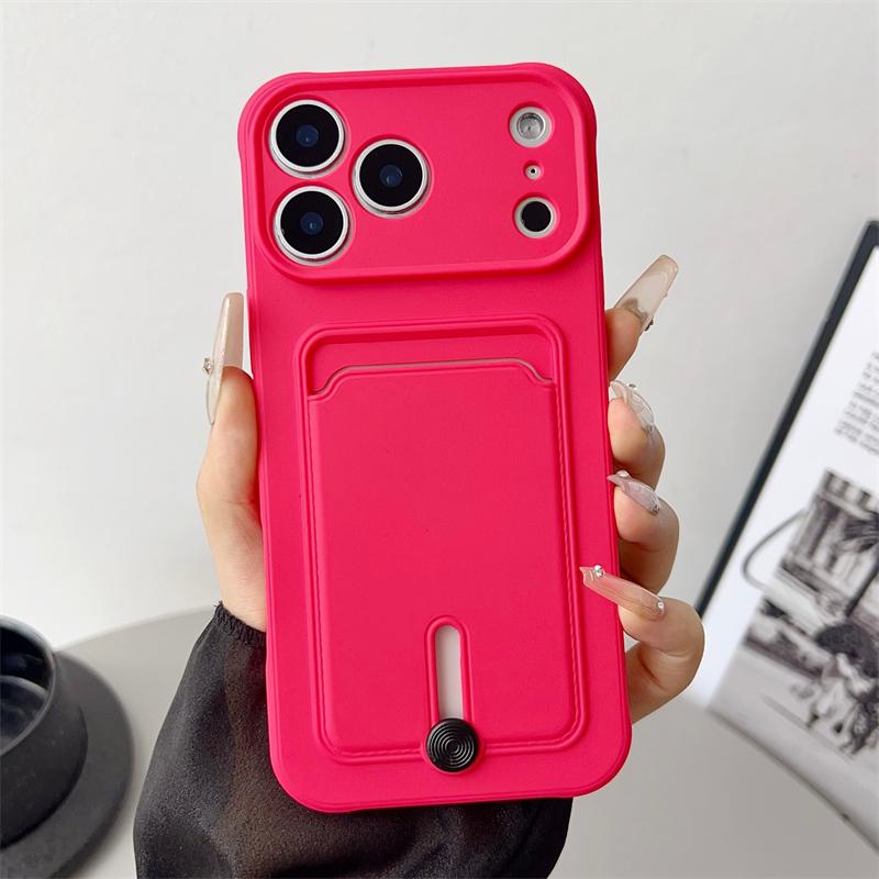 Candy Color Card Slot Holder Wallet Soft Case For iPhone 17 Air 16 15 14 Plus 13 12 11 17 Pro Max Shockproof Silicone Back Cover