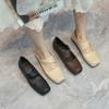 Mary Jane ballet shoes women's new retro style niche thick heel pig nose square head rubber band single shoes