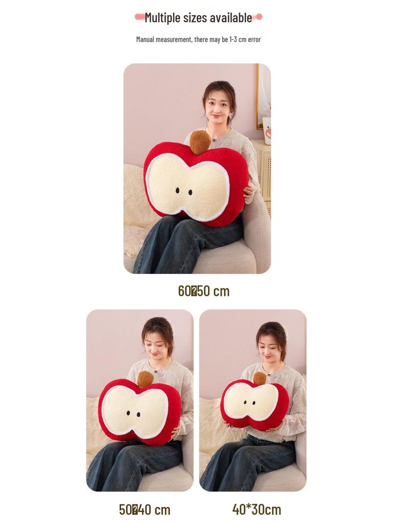 Cute Plush Apple Throw Pillow – Perfect for Sofa, Bedside, Office, or Car; Ideal Gift and Home Decor Cushion.