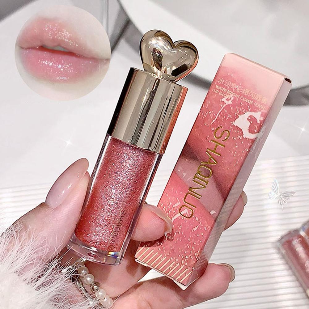 Moisturizing Plump and Sparkling Lip Gloss Mirror Water Lip Glaze Moisturizing Lip Oil Diamond Shimmer Glitter Liquid Lipsticks