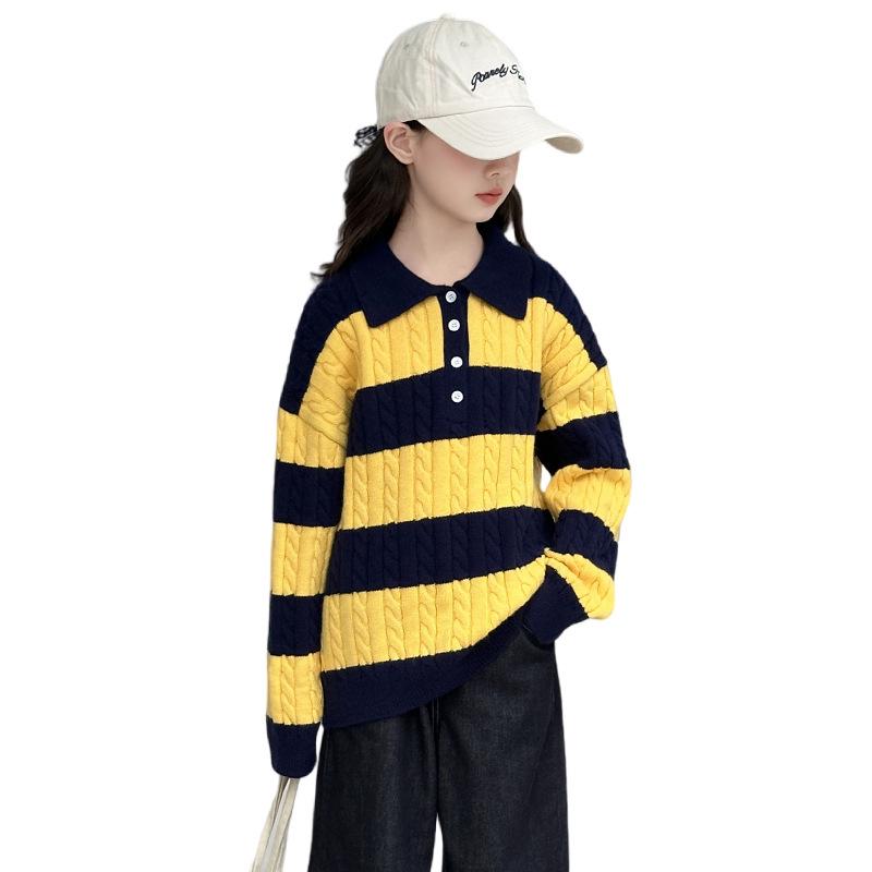 2025 Girls' Korean Style Autumn Casual Set: Fashionable Sweater and Jeans for Spring and Fall