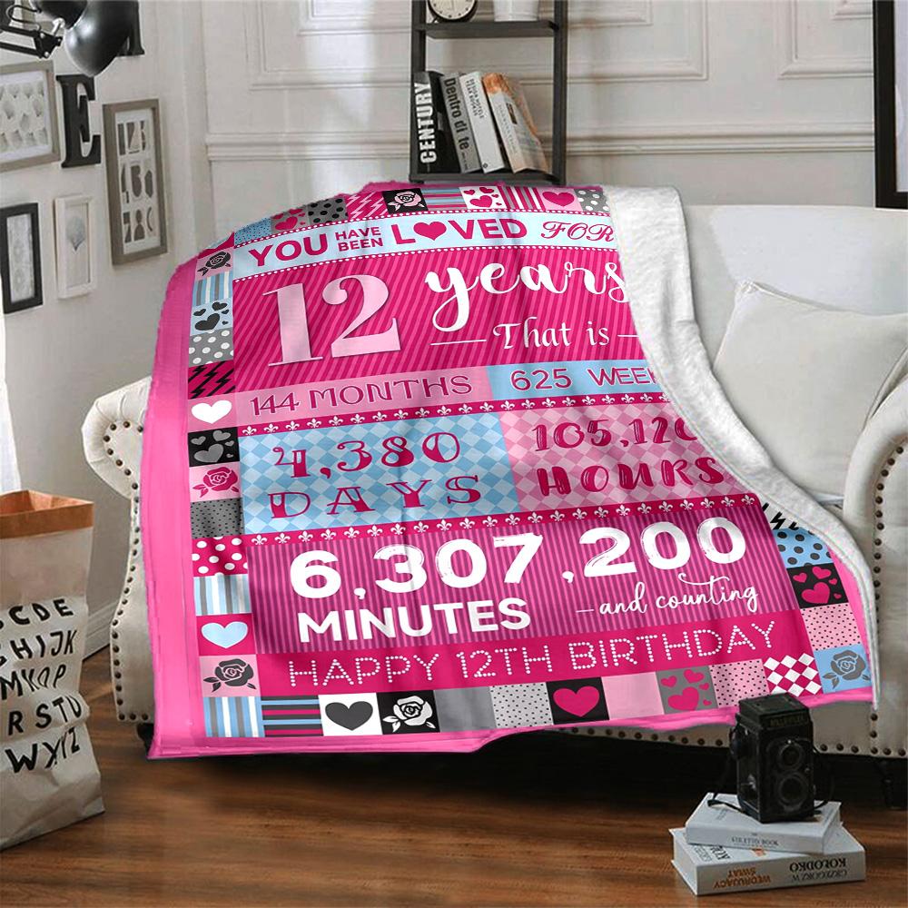 12Th Birthday Celebration Gift Blanket Warmthful Decor Throw Sofa Couch Office Occasions Versatile Accessory Birthday Christmas Gift Blanket Y6