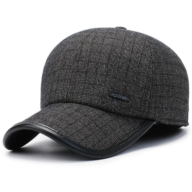 New Winter Fleece Thickened Fashion Baseball Cap Middle-aged and Elderly Simple Trend Outdoor Windproof Ear Protection Warm Hat