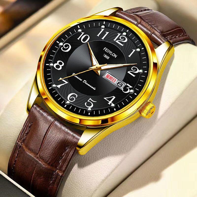 Ceas cu Mișcare Quartz Complet Automată pentru Bărbați, Luminos, Calendar, Rezistent la Apă, Ceas de Afaceri din Oțel pentru Persoane de Vârstă Mijlocie și Vârstnice