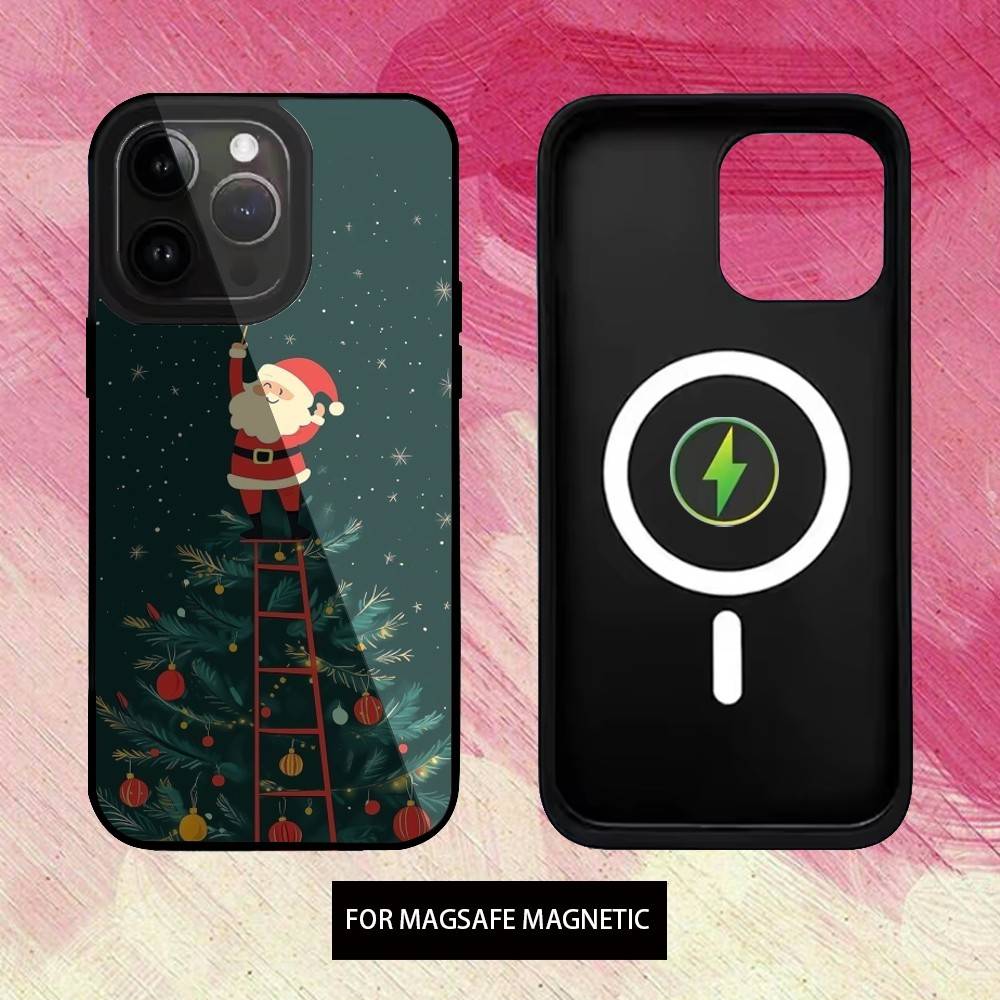 

Cartoon Christmas Phone Case For iPhone17,16,15,14,13,12,11 Plus,Pro Max Magnetic Magsafe Wireless Charging iPhone14PROMAX