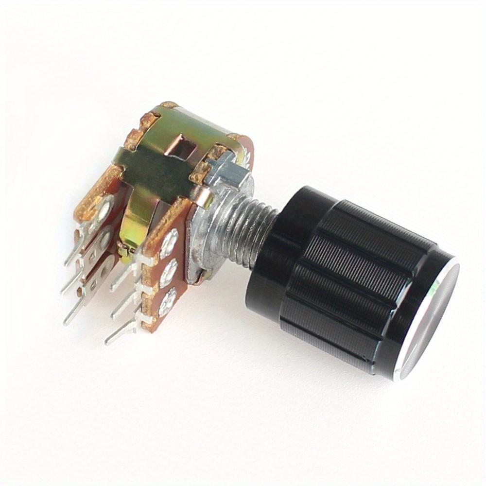 5Set WH148 Linear Potentiometer Kit-15mm 6pin 1K 2K 5K 10K 20K 50K 100K 250K 1M Aluminum Alloy Knob Cap-for Precision Adjustmen