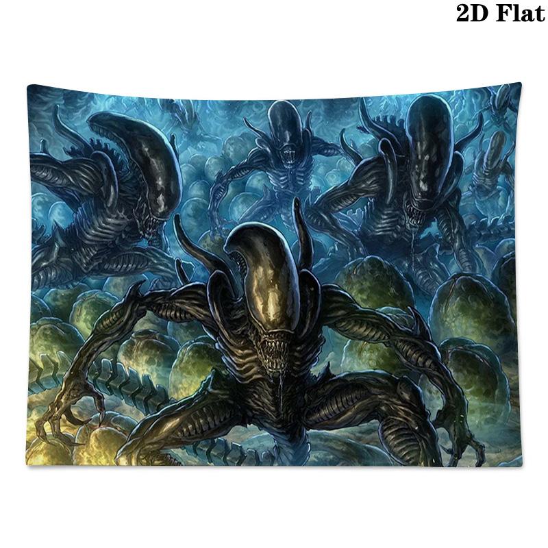 Aliens Wall Tapestry Aesthetic Wall Hanging Printed Fabric Blanket Decorative Tapestries for Bedroom Living Room Home Decor