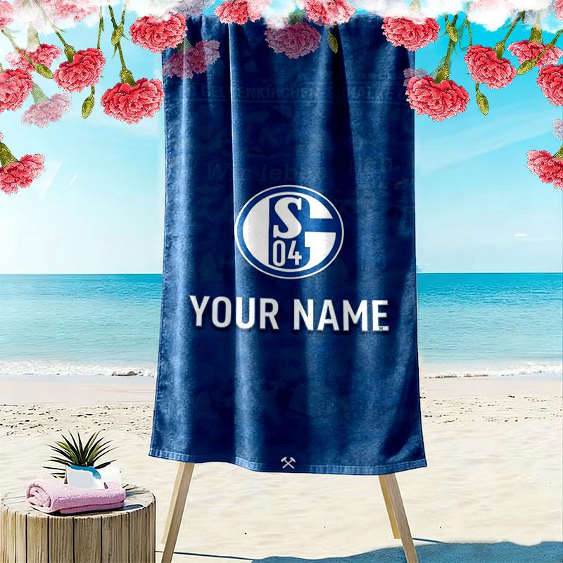 FC Schalke 04 Custom Name Print Beach Towel, Large Soft Quick Dry Towel for Beach Camping Swimming