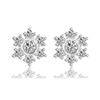 Japan And Korea Fashion Snowflake Zircon Stud Earrings Women'S Sterling Silver Jewelry Simple Temperament High Sense Versatile Earrings