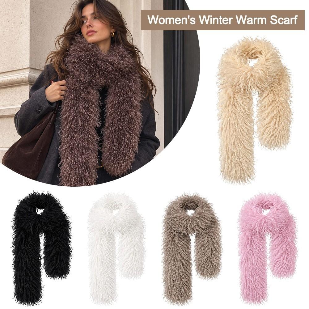Double-Sided Faux Fur Scarf Thickened Neck Warmer New Plush Scarf Winter Wear