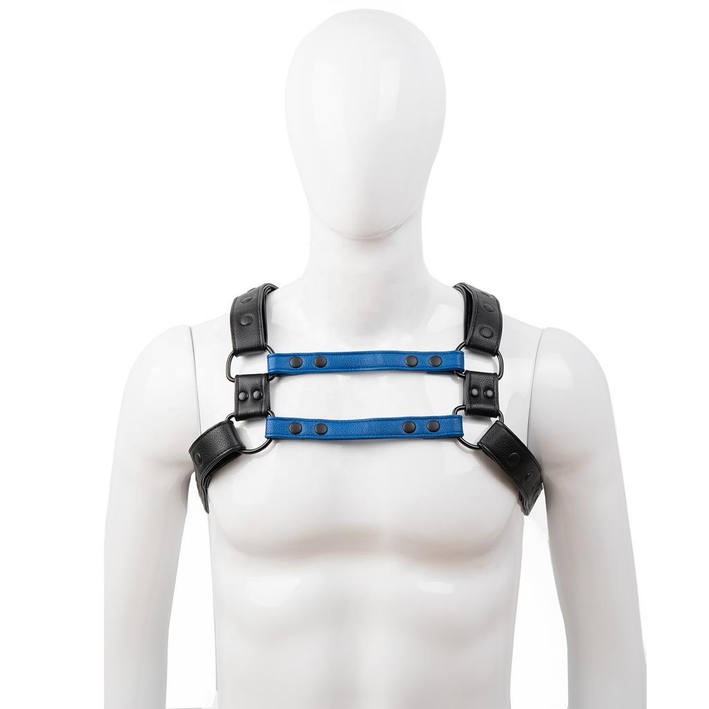 High Quality Men's Bondage Gear Leather Body Harness with Removable Two-Color Chest Straps Sex Toys Flirting Straps