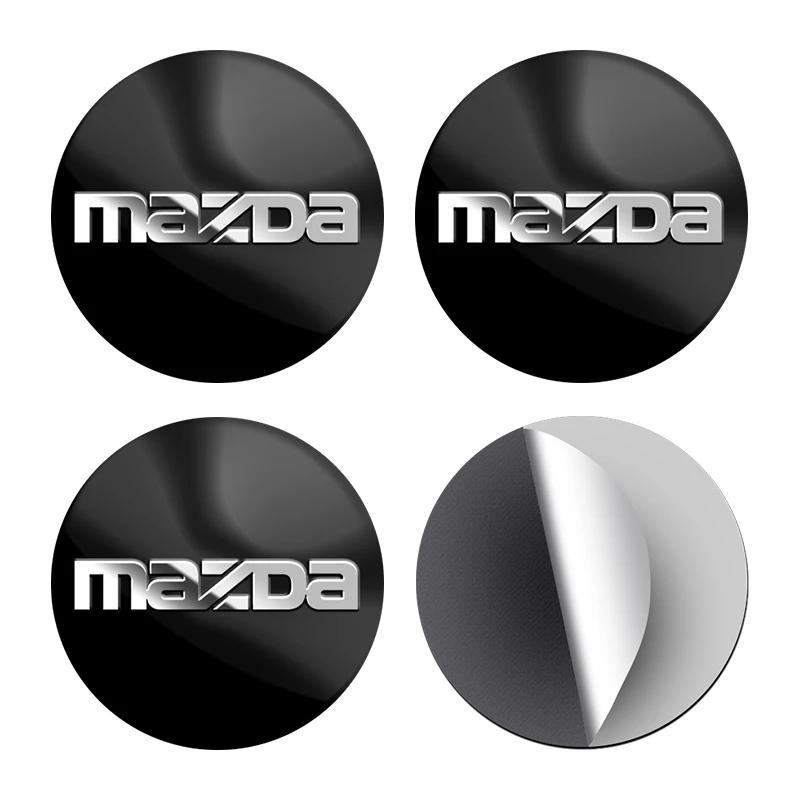 4X Car Wheel Center Hub Cap Badge Emblem Decal Wheel Sticker For Mazda 2 3 5 6 M5 Ms CX-4 CX-5 CX6 M3 M6 MX3 MX5 Car Accessories
