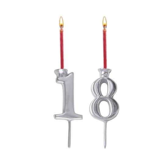 10 stycken Återanvändbar Siffra Födelsedagsljus Hållare Set 0-9 Numrerade Tårtdekorationer Metall Silver Digital Ljus Hållare för Födelsedagstårtor Jubileum