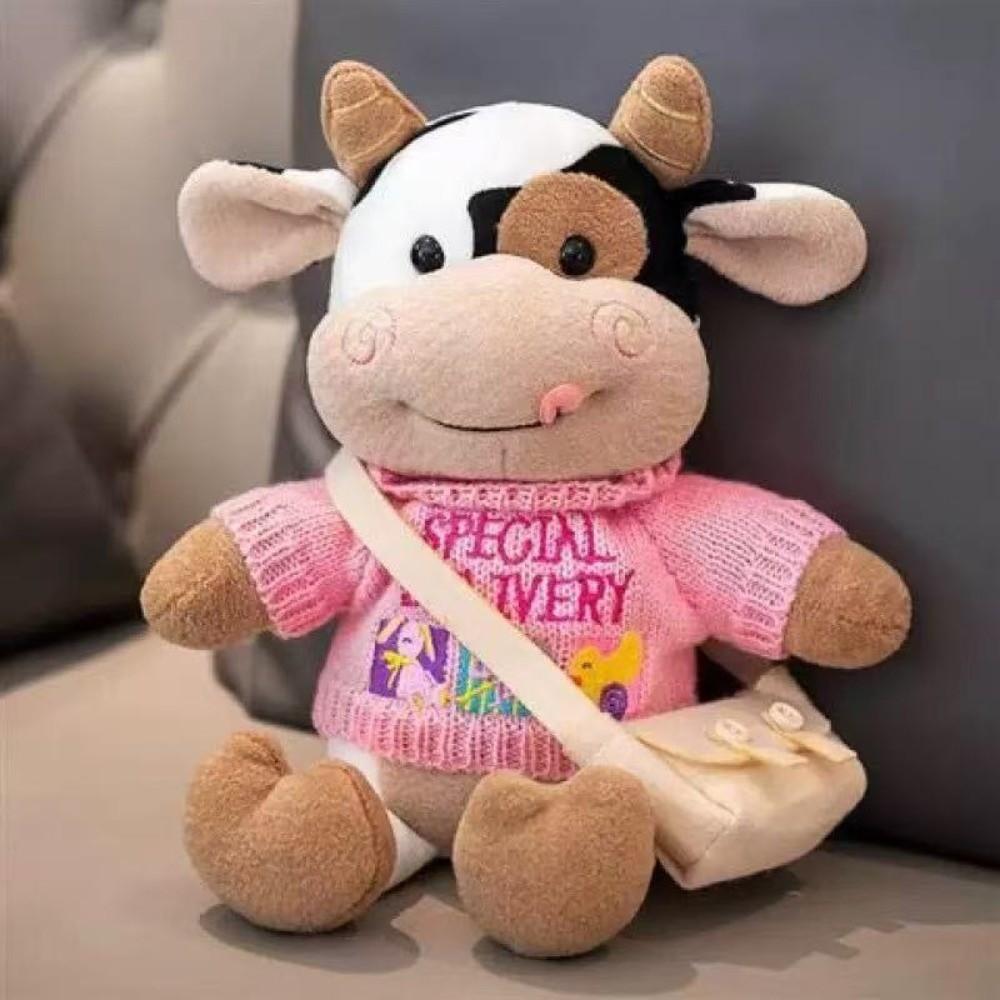 Hug Pillow Cow Plush Toy Soothing Plush Cow Rag Doll Stuffed Cow Animal Room Decoration