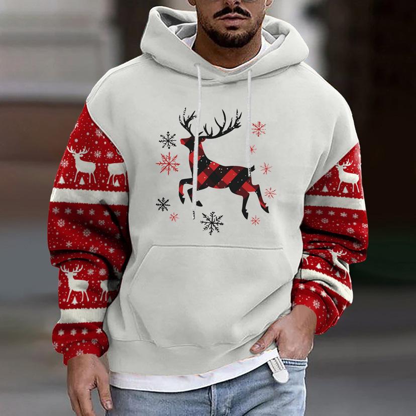 Men S Long Sleeve Hooded Sweatshirt 3d Christmas Print Street Style