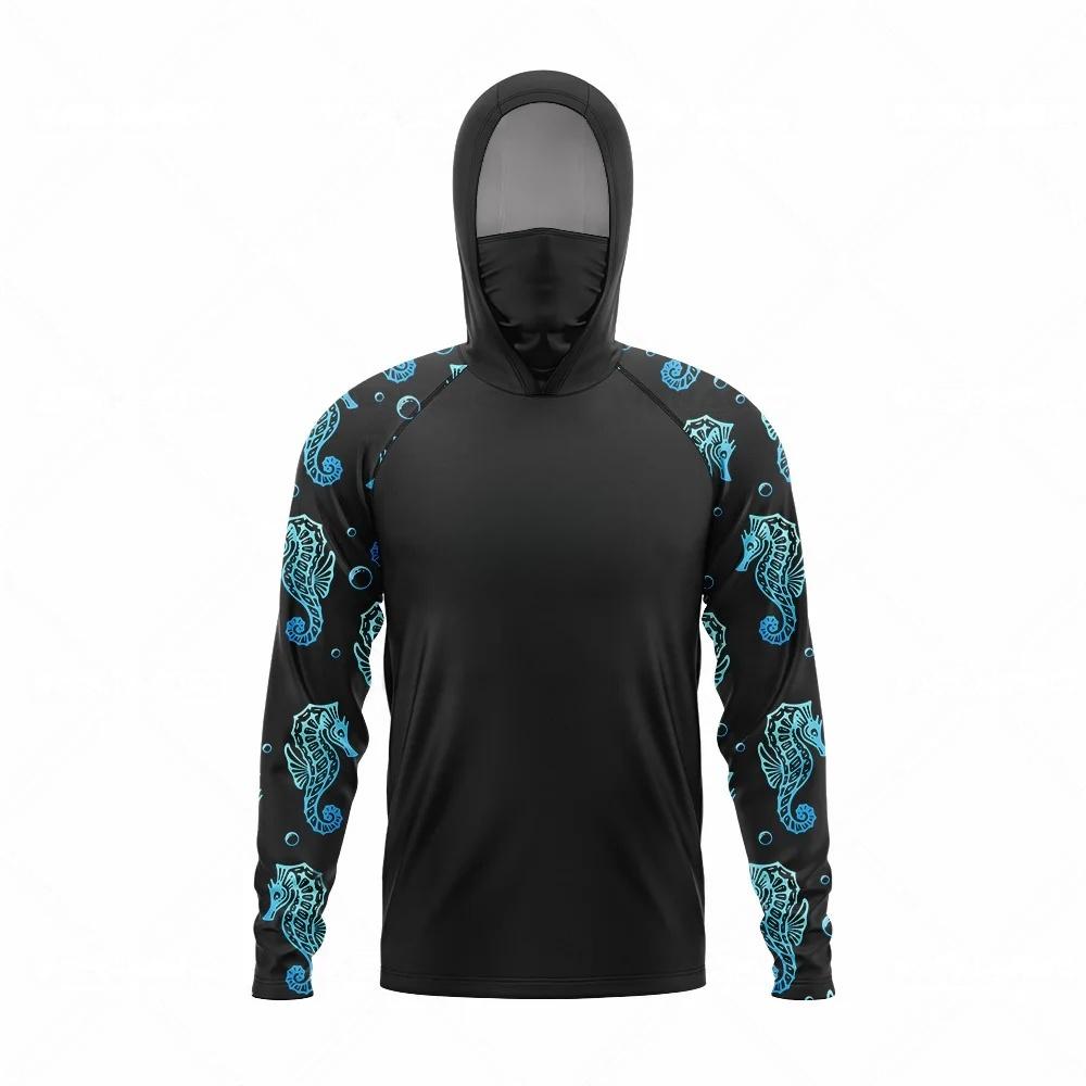 MALFC Abbigliamento da Pesca Uomo Felpa con Cappuccio Camicia da Pesca a Manica Lunga T-shirt da Pesca Protezione UV