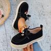 Women's Platform Fashion Single Shoes Fall New Retro Versatile Front Strap Beaded