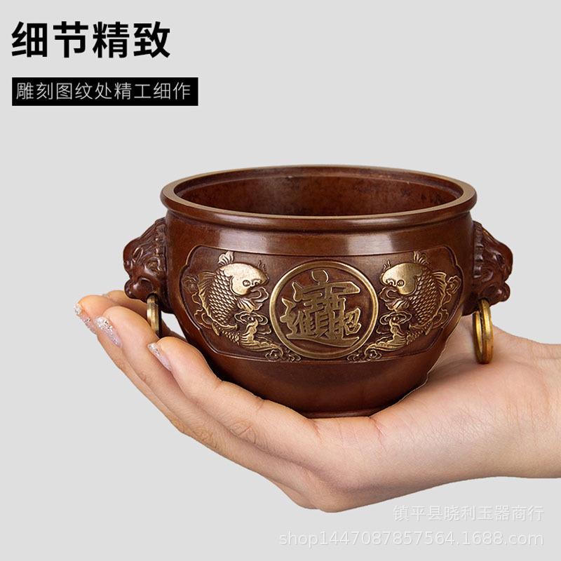Copper Cylinder for Home Indoor Buddha Worship Bamboo Holder Offering Stick Incense Burner Ornament