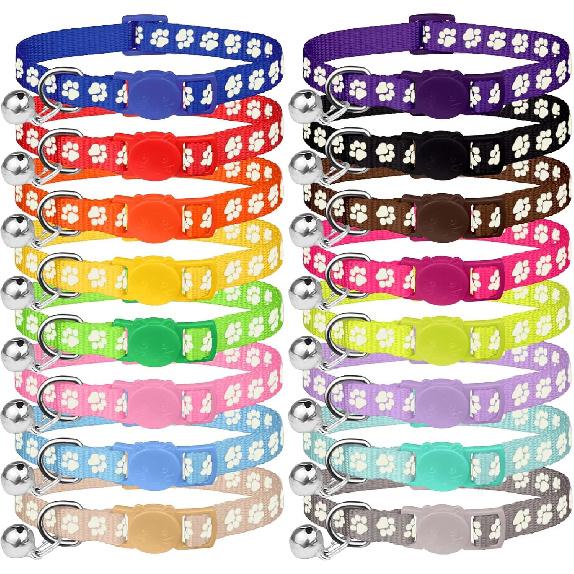16 PCS Breakaway Cat Collars,Kitten Collar with Bell Cat Collars for Boy Girl Cats Breakaway Collar for Cats 6-9 Inch 6 -9