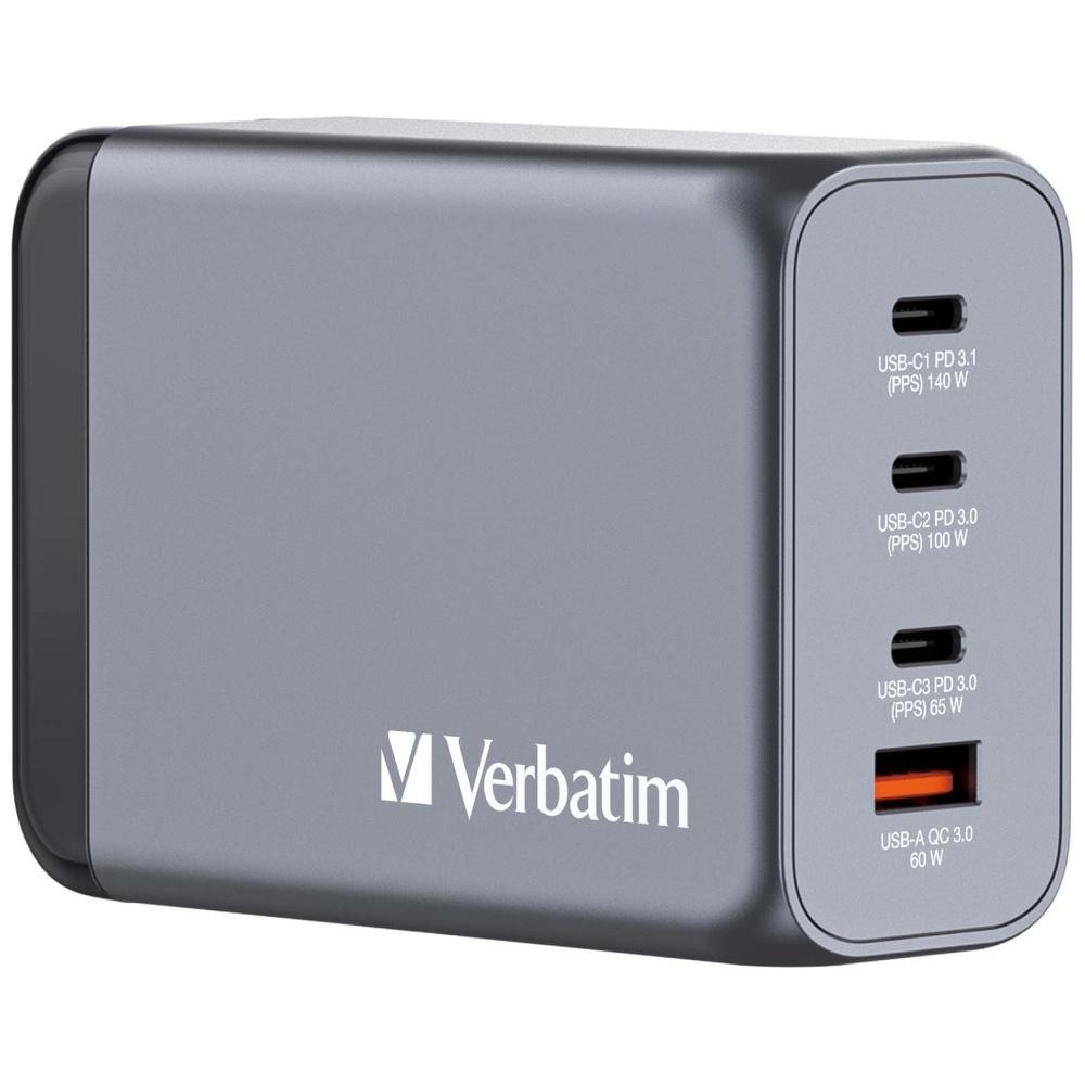Verbatim Ładowarka Sieciowa Gan 240W3Xusb-C/Usb-A + Adapter Eu/Uk/Us Gnc-240 32205
