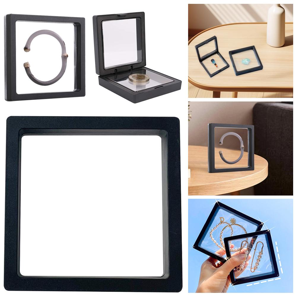 Jewelry Display Box 3D Floating Frame Display Holder Ring Necklace Earring Packaging Box Jewelry Coin Display Stand Holder
