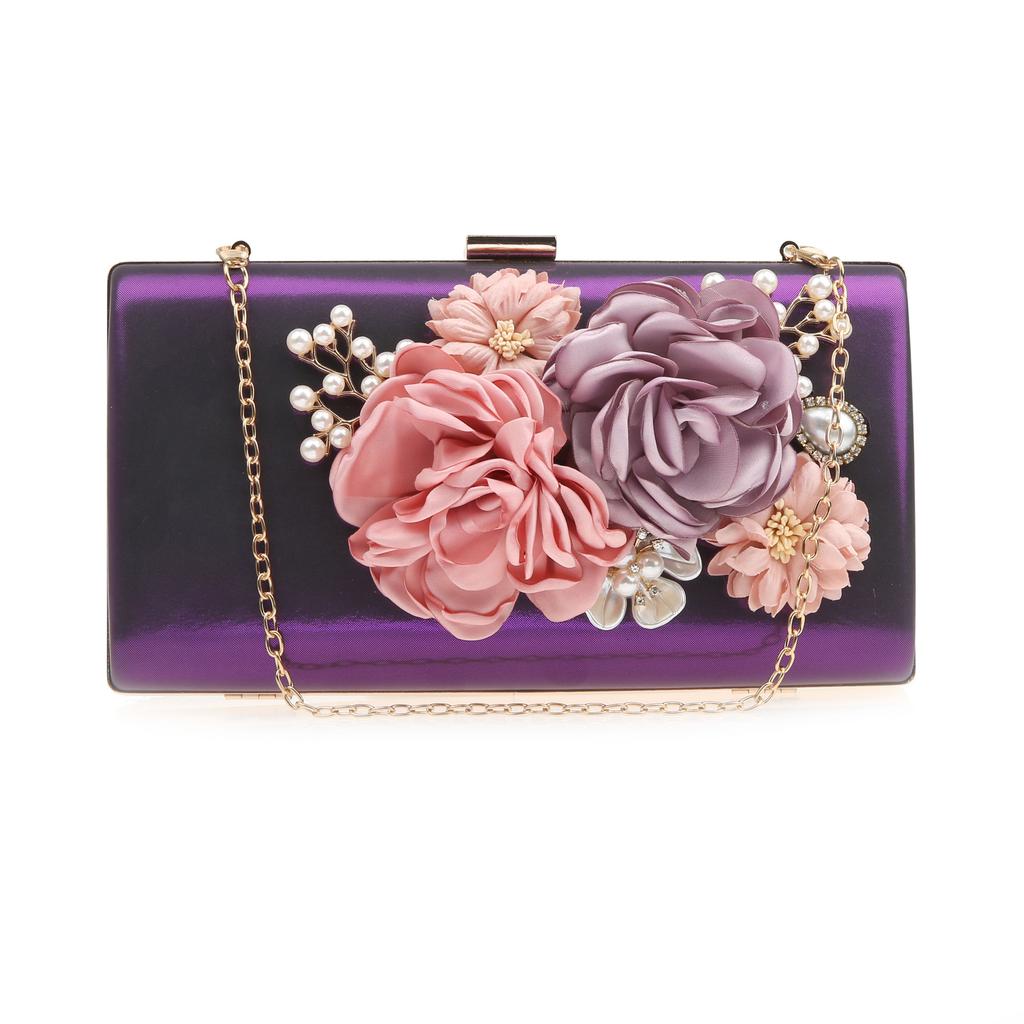 Pearl Clutch Bags Pink Color Girl Best Gift Evening Bags Flower Handmade Style Party Wedding Chian Shoulder Handbags for Luxury