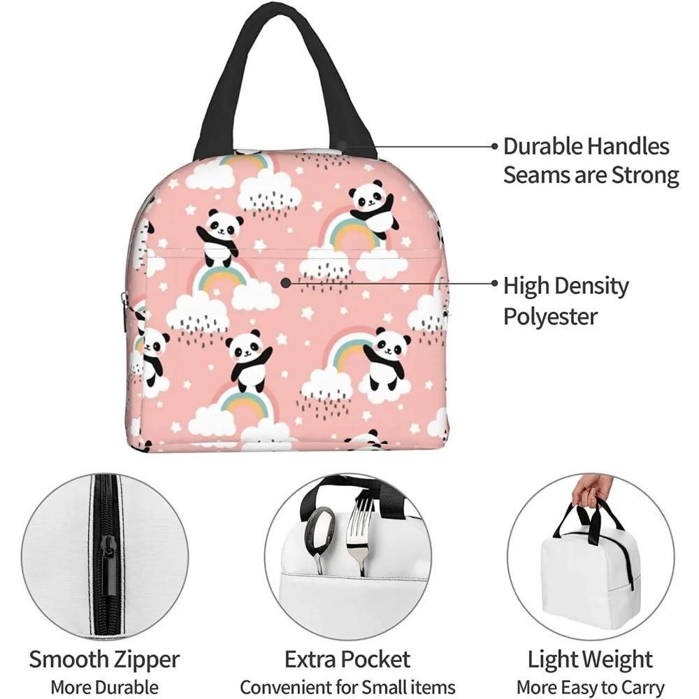Panda Lunch Bags Cooler Tote Organizer Bags Reusable Lunch Box for Women Men Boys Girls Outdoor Work Picnic School
