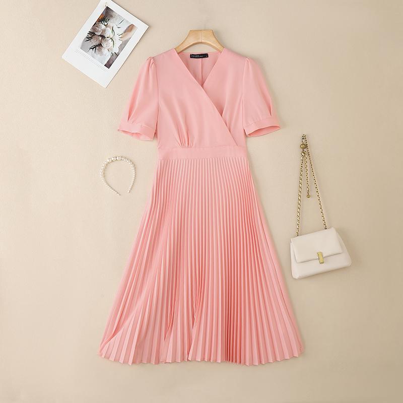 

ZANZEA Женское повседневное летнее платье с V-образным вырезом и коротким рукавом S розовый