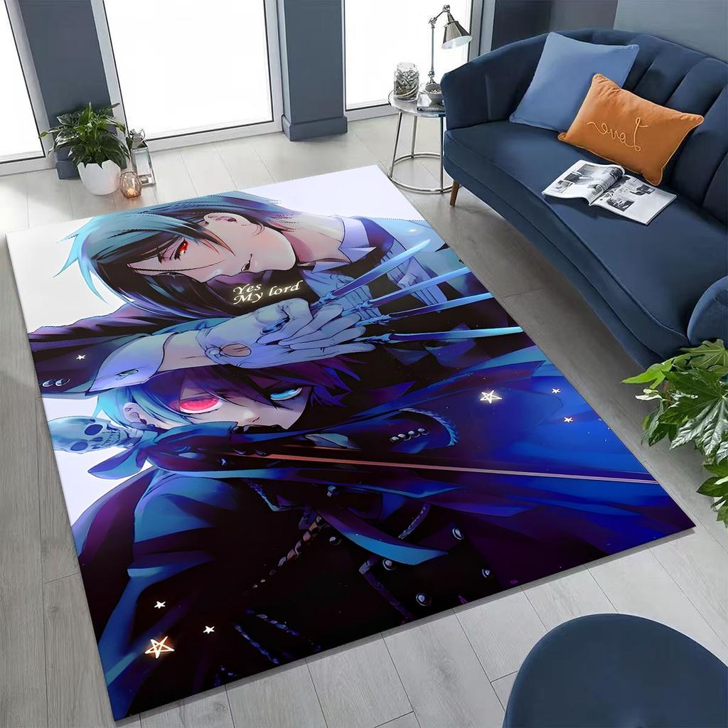 Anime Black Butler Sebastian Ciel Cartoon Cartoon Rug for Bedroom Living Room Sofa Home Doormat Decor,Kids Non-slip Floor Mat