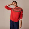 Europe, America, Autumn and Winter New Fair Island Pattern Sweater Jacket Round Neck Long Sleeve Loose Knitted Sweater Women's Top