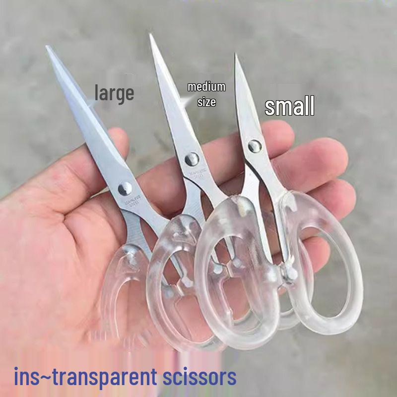 Multi-Functional Transparent Scissors with Plastic Handle for Home and Office