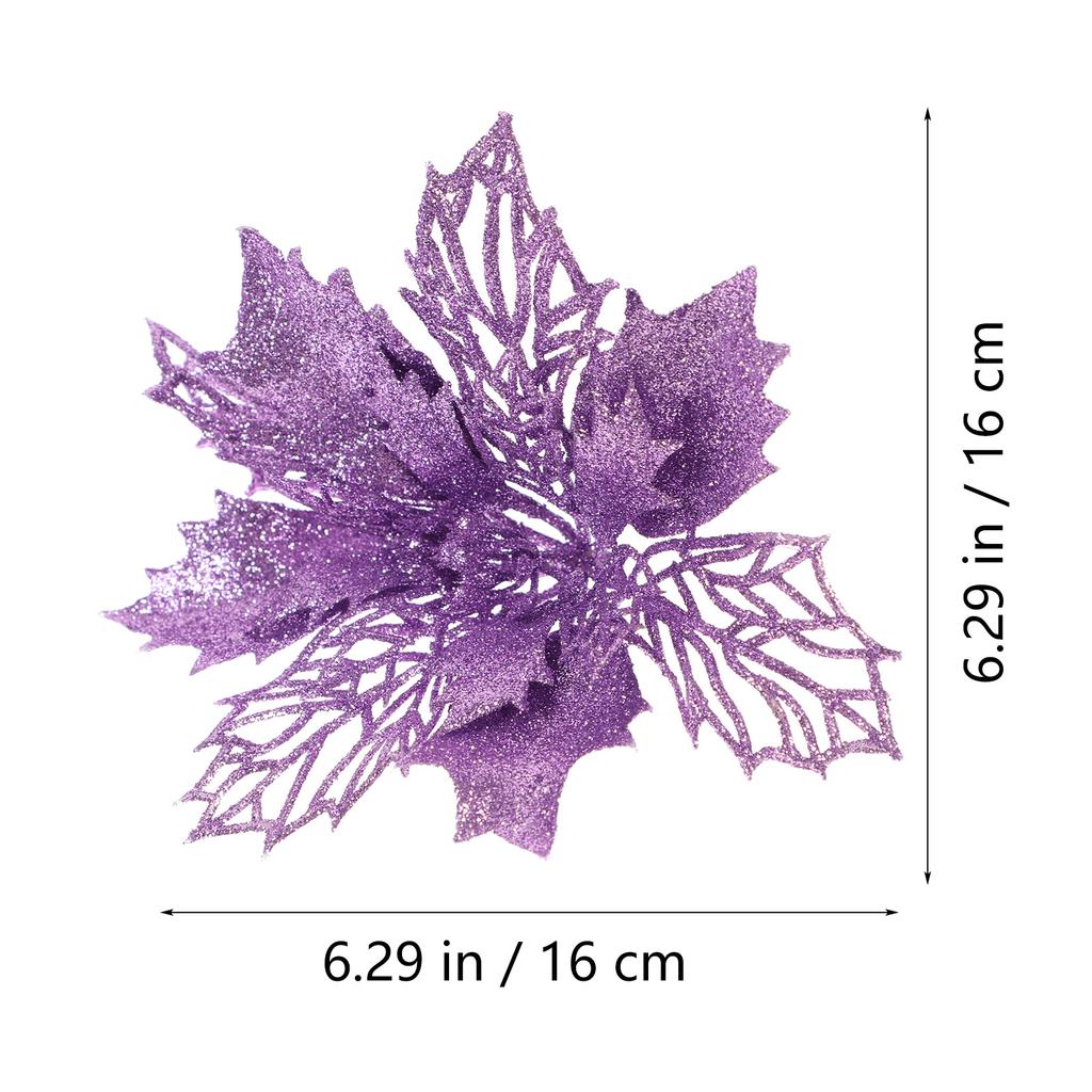 12pcs Christmas Tree Flower Garland Hanging Decor Poinsettia Simulation Flowers Festive Ornament For Holiday Fireplace Xmas Eve