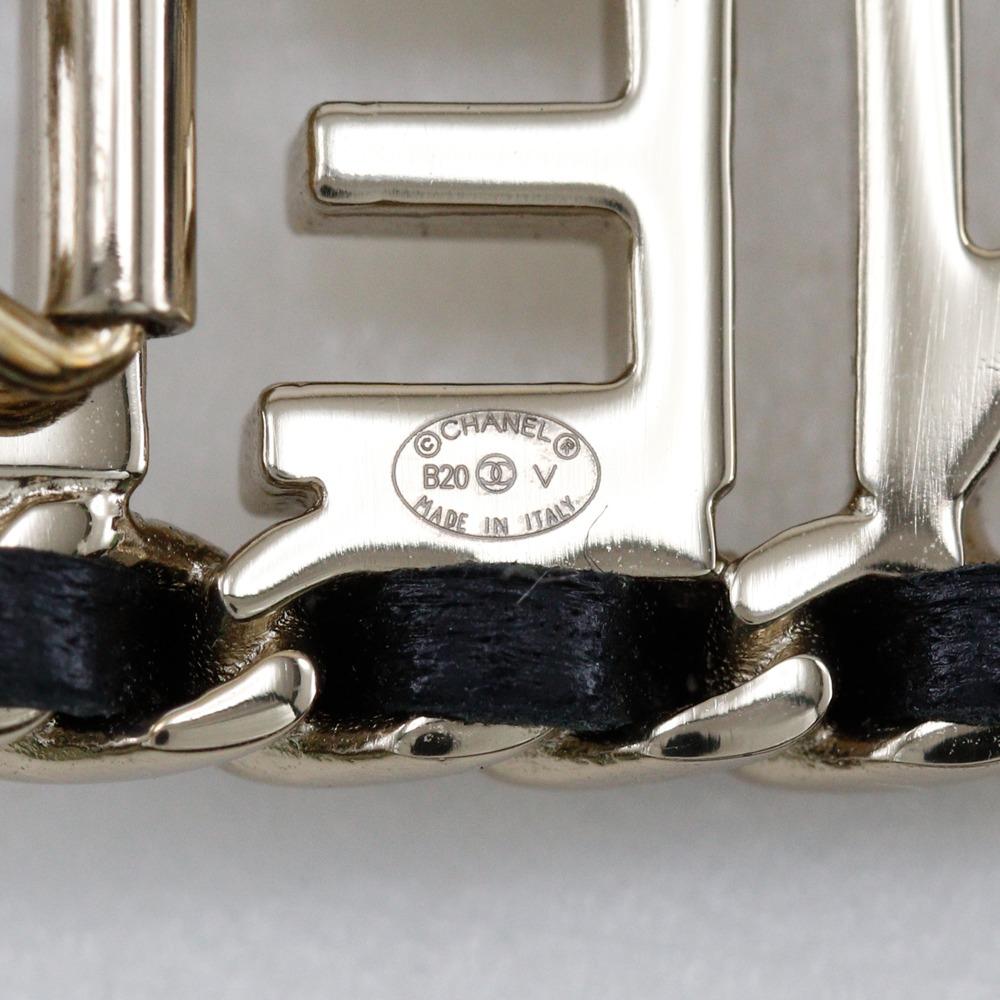 CHANEL CHANEL logo Valletta Chain Barrette black leather/Plated Gold Women Used