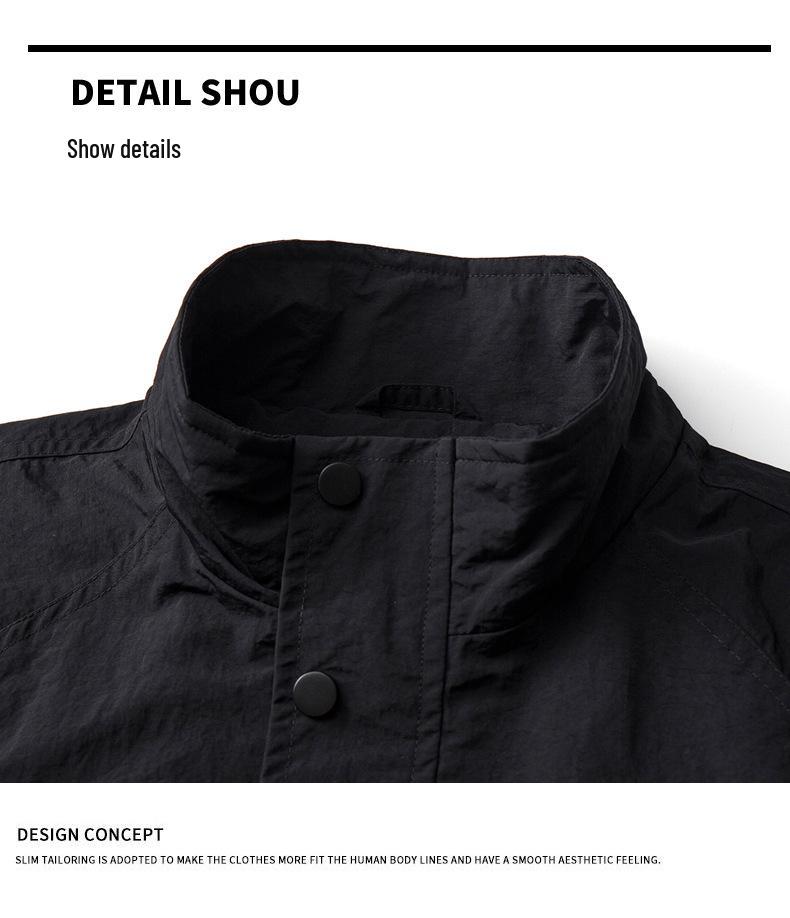 Men's Trendy Long Sleeve Jacket - Spring/Autumn Style, Solid Color, Casual & Versatile Outerwear