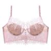 French Eyelash Lace U-Shaped Backless Bra - Anti-Sagging, Cotton Lingerie for Large Breasts