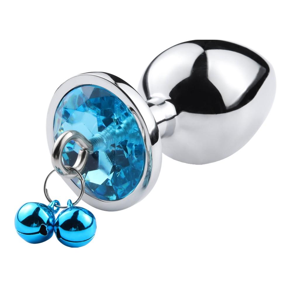 Plug Bijou Aluminium Bleu Avec Clochettes Taille M Ry 002 A Zb