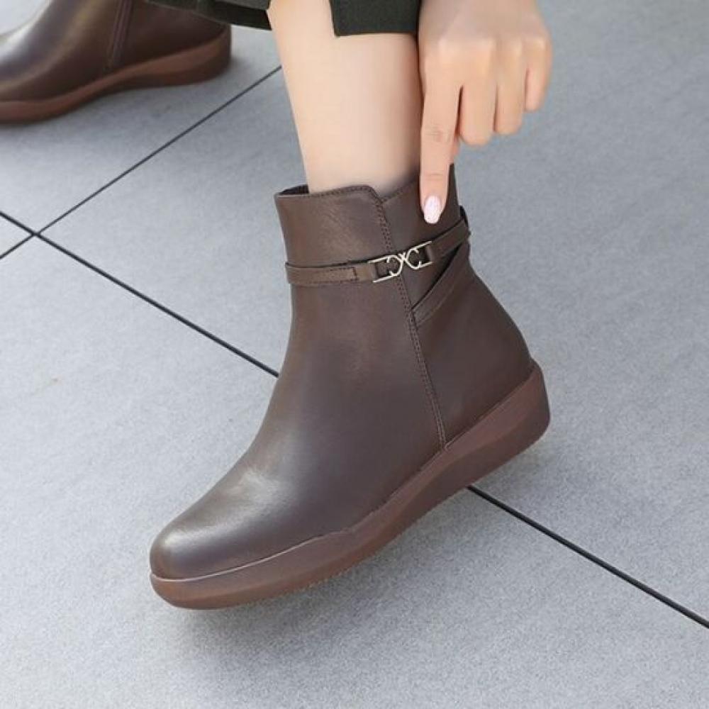 JiSyu Men S Cowhide Warm Lining Ankle Short bootS jiS 001